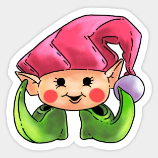 X-Mas Elf Lady Christmas Gem Biscuit Sticker